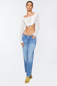 WHITE Crochet Lace Long-Sleeve Crop Top, image 4