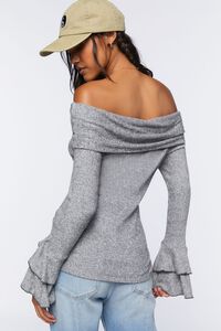 HEATHER GREY Off-the-Shoulder Trumpet-Sleeve Tunic, image 3
