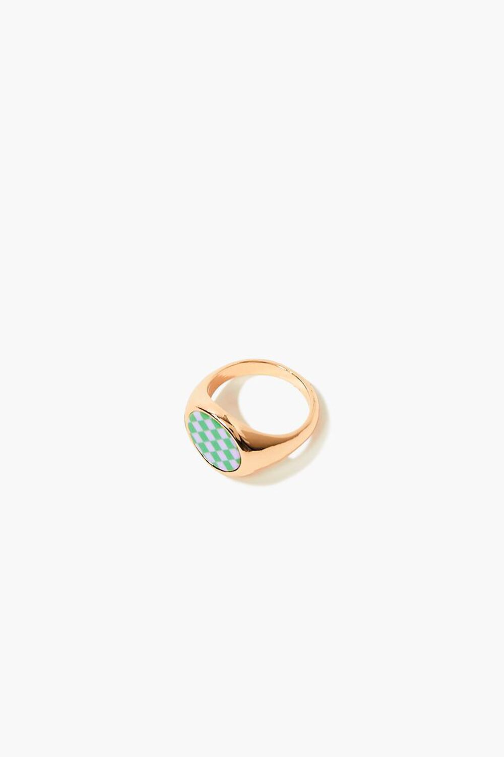 GOLD/GREEN Checkered Cocktail Ring, image 2