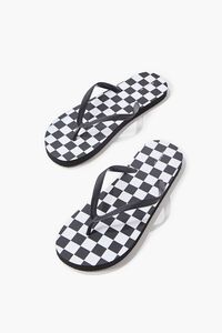 BLACK/WHITE Checkered Thong Flip-Flops, image 1