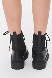 BLACK Faux Leather Ribbed Booties, image 3