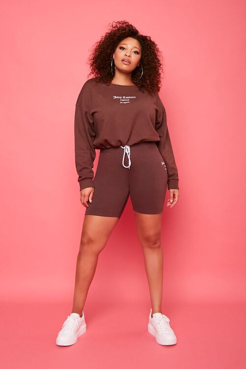 BROWN/WHITE Plus Size Juicy Couture Fleece Pullover, image 4