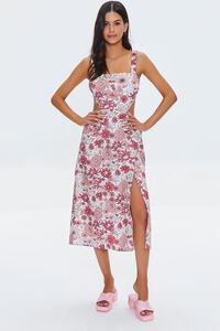 PINK/MULTI Floral Print Cutout Midi Dress, image 4