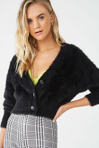Fuzzy Button-Front Cardigan, image 1