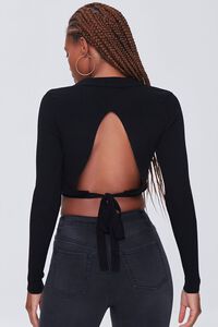 BLACK Sweater-Knit Cutout Crop Top, image 3