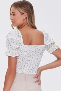 WHITE/MULTI Floral Print Puff-Sleeve Top, image 3