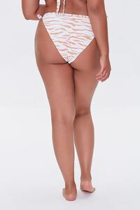 TAN/MULTI Plus Size Tiger Print String Bikini Bottoms, image 4