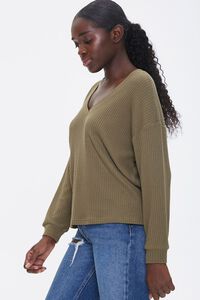 OLIVE Waffle Knit Drop-Sleeve Top, image 2