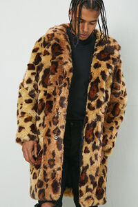 Animal Leopard Print Color Block Black Fur Coat Blazer Boyfriend