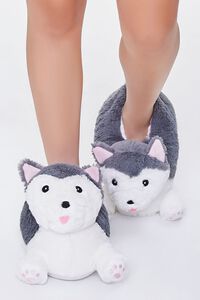 GREY/WHITE Plush Dog Indoor Slippers, image 4