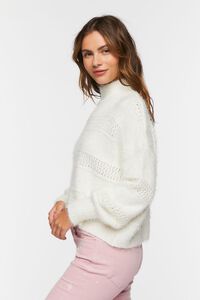 CREAM Fuzzy Contrast-Panel Mock Neck Sweater, image 2