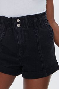 BLACK Denim Paperbag Shorts, image 5