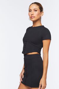 BLACK Corset Crop Top & Mini Skirt Set, image 2