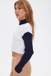 WHITE/NAVY Sweater-Knit Colorblock Pullover, image 2