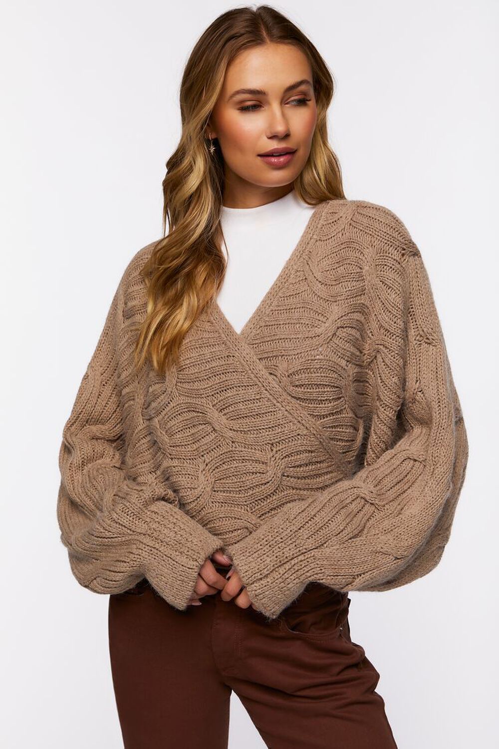 Wraparound Cable Knit Sweater, image 1