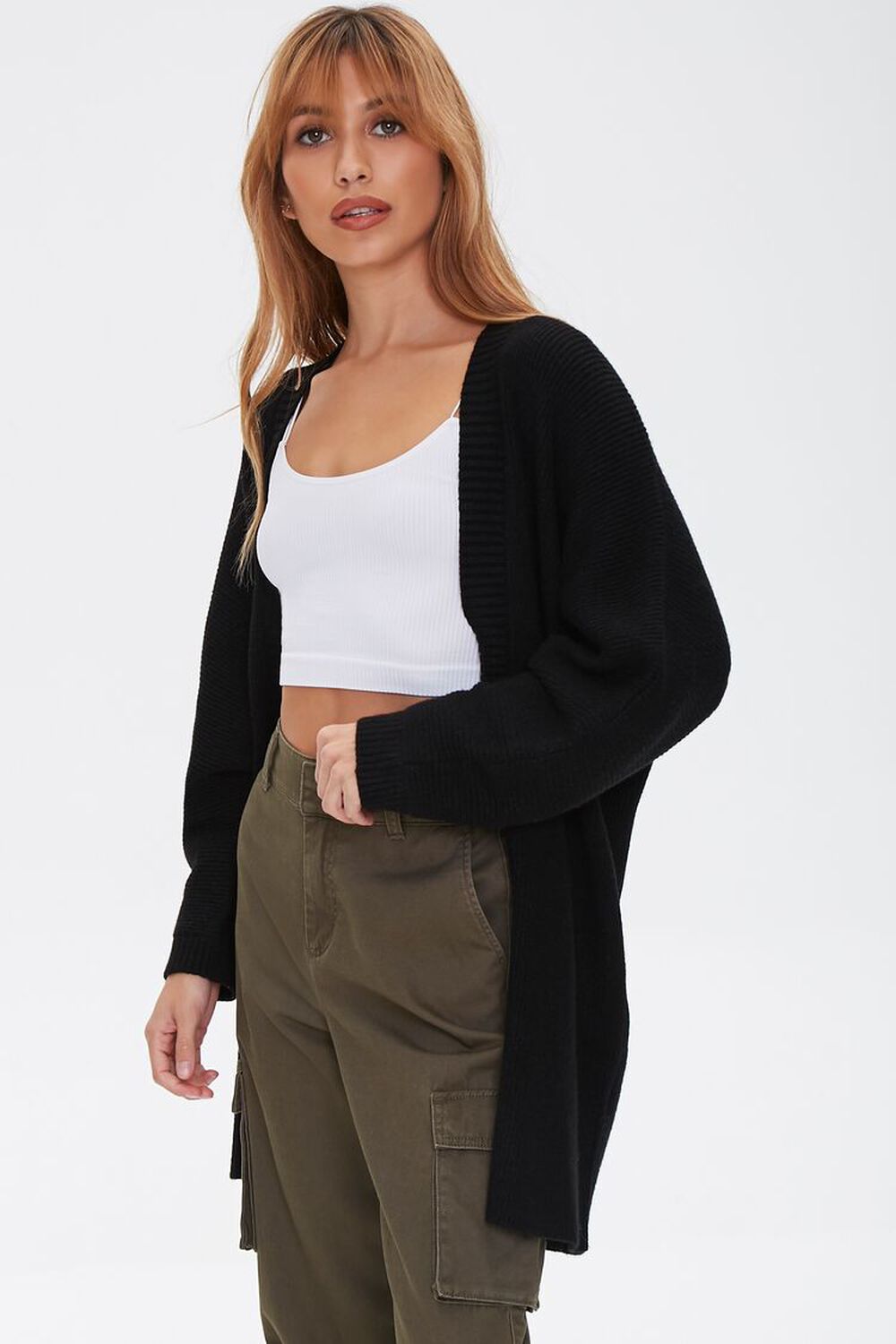 BLACK Open-Front Cardigan Sweater, image 1