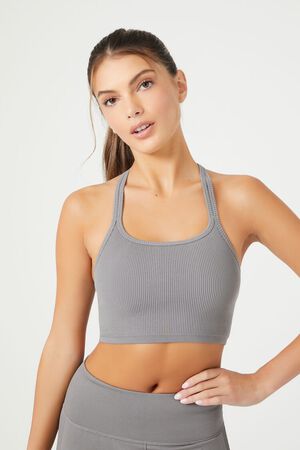 Forever 21 Women's Strappy Longline Sports Bra in Hibiscus, 1X