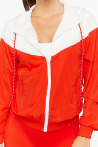 FIERY RED/WHITE Active Hooded Zip-Up Windbreaker Jacket, image 5
