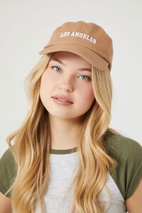 TAN/WHITE Embroidered Los Angeles Baseball Cap, image 1