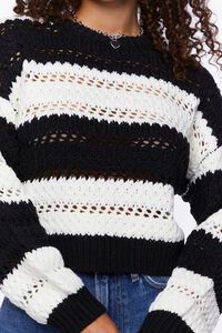 BLACK/CREAM Striped Open-Knit Sweater, image 5