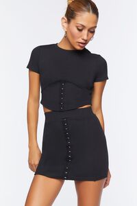 BLACK Corset Crop Top & Mini Skirt Set, image 1