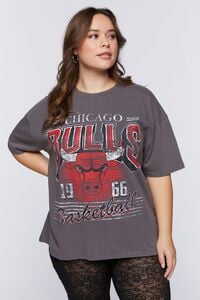 CHARCOAL/MULTI Plus Size Chicago Bulls Graphic Tee, image 1