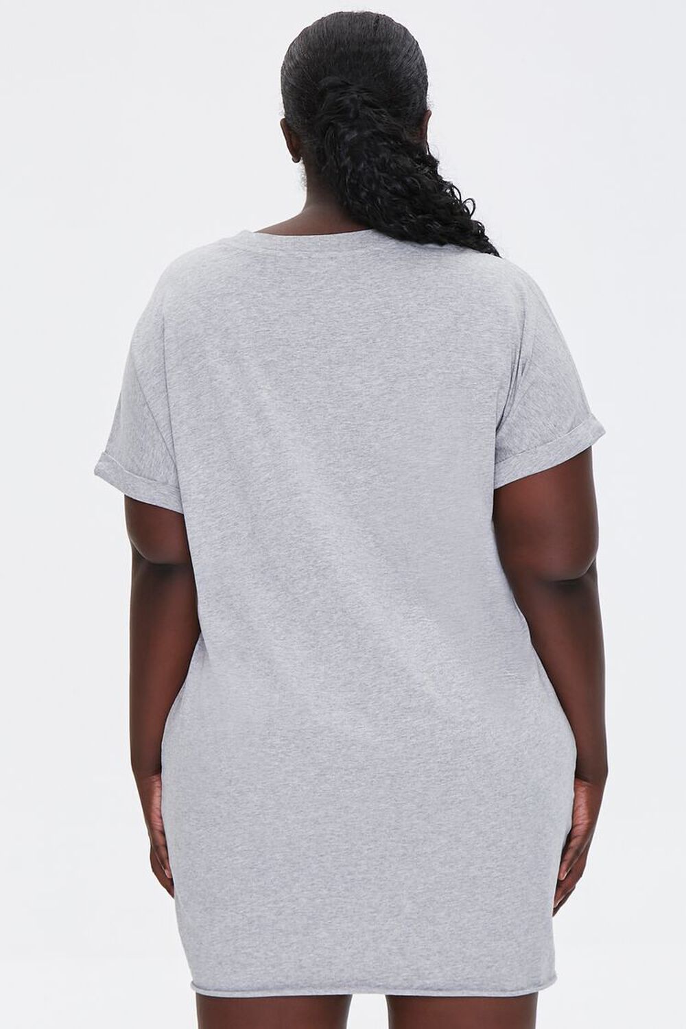 LIGHT GREY Plus Size Cuffed T-Shirt Dress, image 3