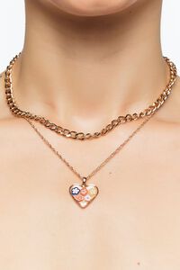 GOLD Layered Floral Heart Pendant Necklace, image 1