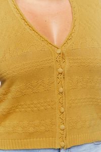 MATTE GOLD Plus Size Cable-Knit Cardigan Sweater, image 5