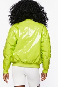LIME Faux Patent Leather Bomber Jacket, image 4