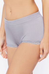 DARK GREY Seamless Lace-Trim Shortie Panties, image 3