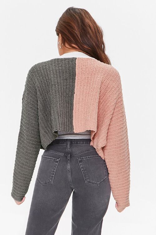 BLUSH/GREY Colorblock Cardigan Sweater, image 3