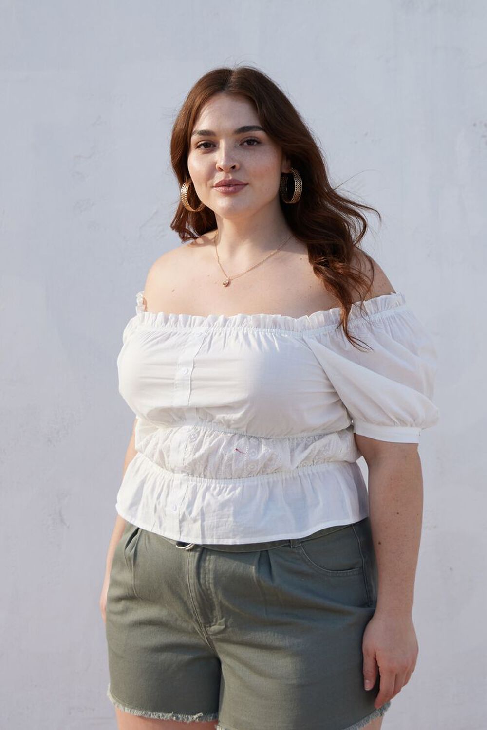 WHITE Plus Size Off-the-Shoulder Top, image 1