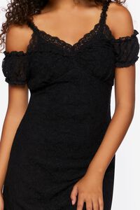 BLACK Lace Cami Cap-Sleeve Mini Dress, image 5