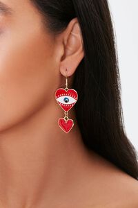 Heart Pendant Drop Earrings, image 1