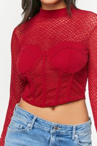 BURGUNDY Netted Mesh Bustier Top, image 5