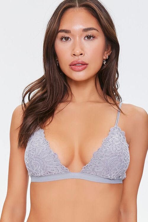 SHADOW GREY Floral Lace Plunging Bralette, image 1