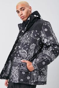 BLACK/WHITE Paisley Print Zip-Up Puffer Jacket, image 3