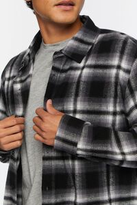 BLACK/WHITE Plaid Long-Sleeve Flannel Shirt, image 5