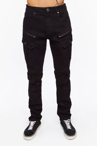 BLACK Zippered Slim-Fit Jeans, image 1