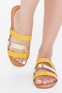 YELLOW/MULTI Metallic-Strap Flat Sandals, image 4