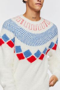 CREAM/MULTI Fuzzy Knit Geo Pattern Sweater, image 6