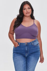 PURPLE Plus Size Sweater-Knit Cropped Cami, image 1
