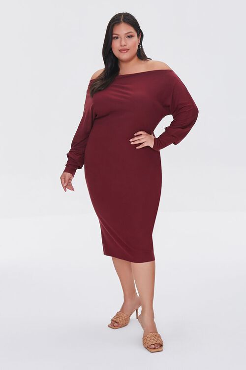 WINE Plus Size Off-the-Shoulder Dress, image 4