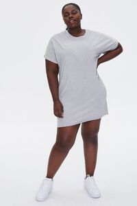 LIGHT GREY Plus Size Cuffed T-Shirt Dress, image 4