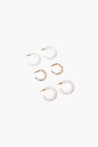 GOLD/PINK Marble Open-End Hoop Earring Set, image 1