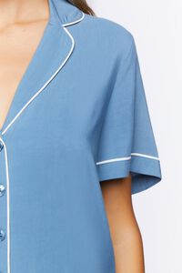 COLONY BLUE/WHITE Piped-Trim Shirt & Shorts Pajama Set, image 5