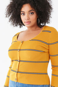 MUSTARD/MULTI Plus Size Striped Sweater, image 1