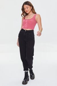 HIBISCUS Waffle Knit Button-Front Crop Top, image 4