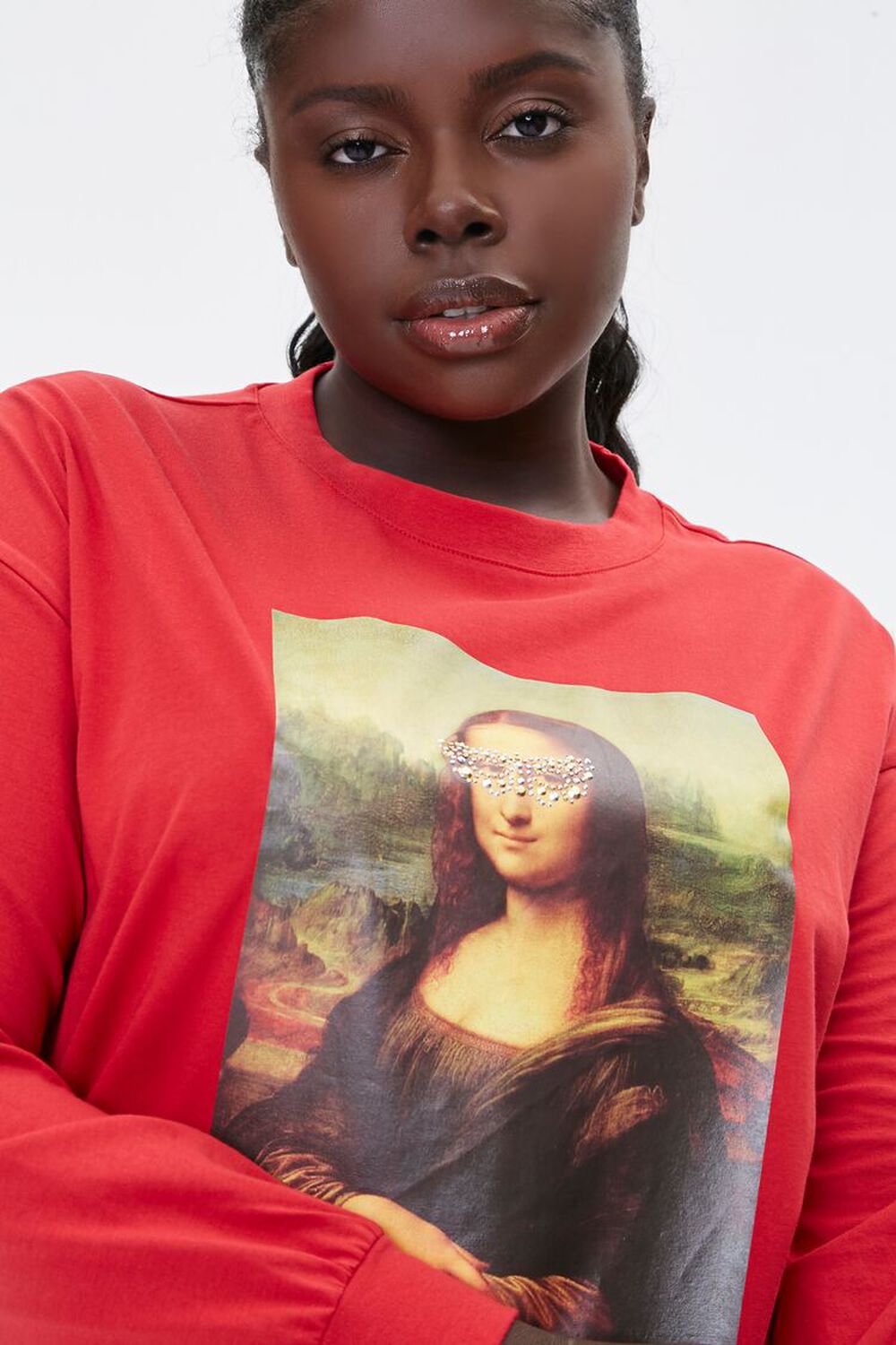 RED/MULTI Plus Size Mona Lisa Long-Sleeve Tee, image 1